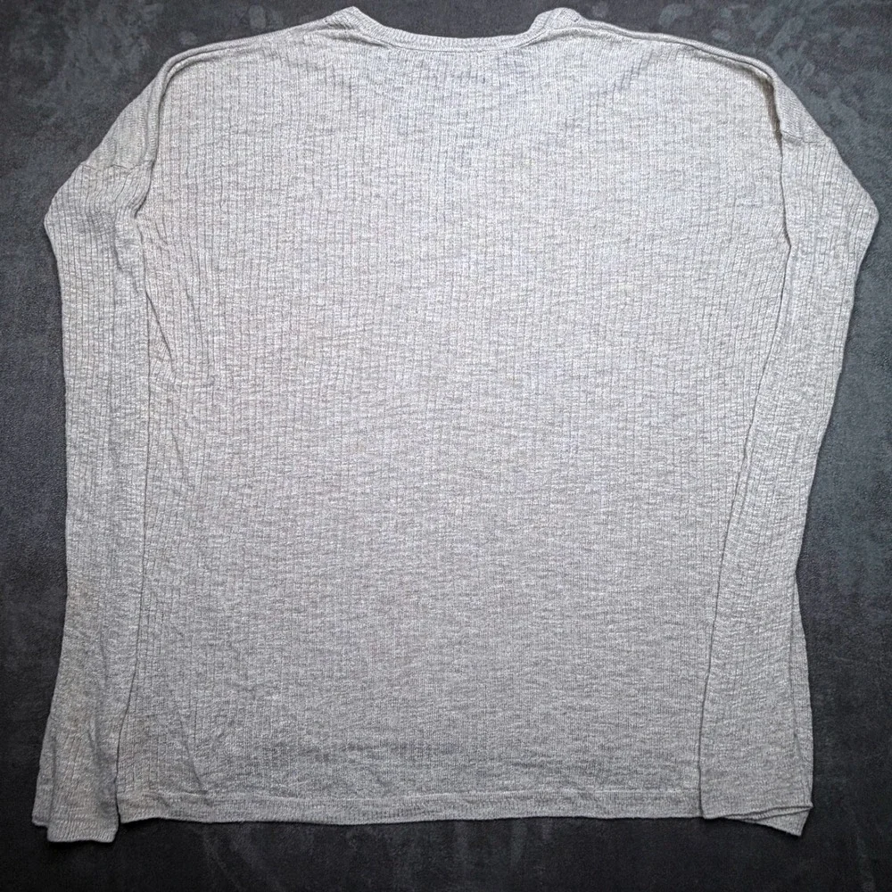 Vince Sweater Womens M Oatmeal Beige V-Neck Ribbed Knit Drop Shoulder Pullover